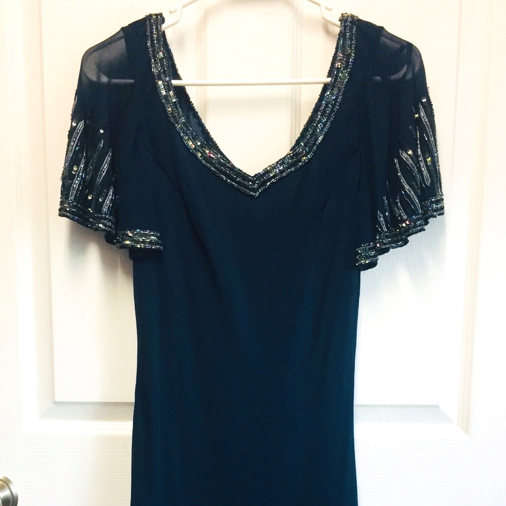 Midnight Blue/Sequin Detail Party Dress